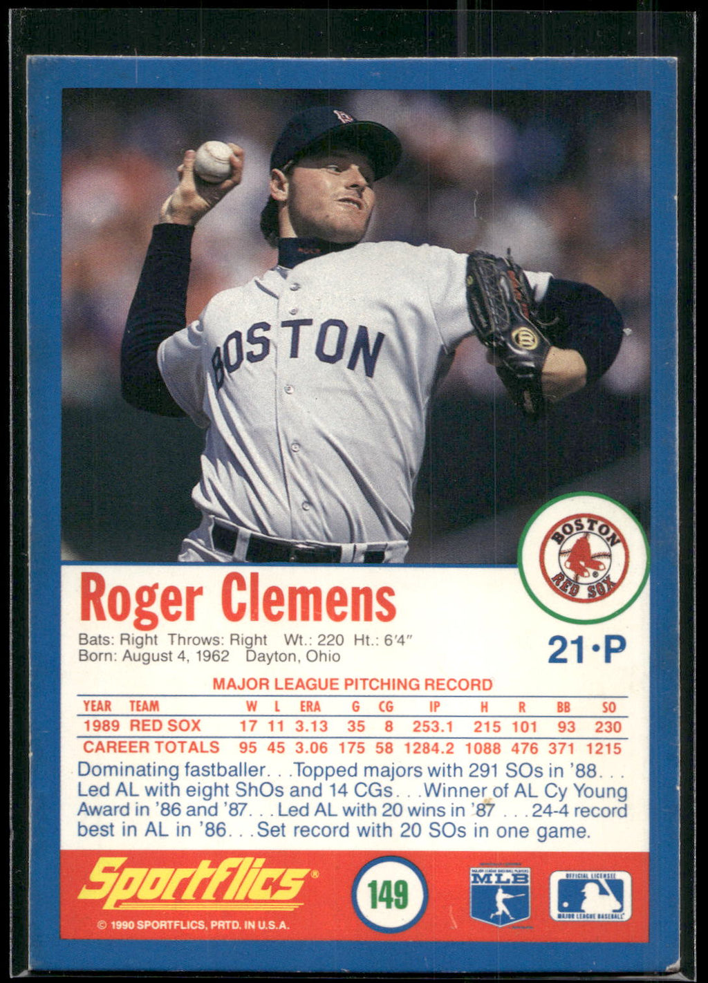 1990 Sportflics #149 Roger Clemens