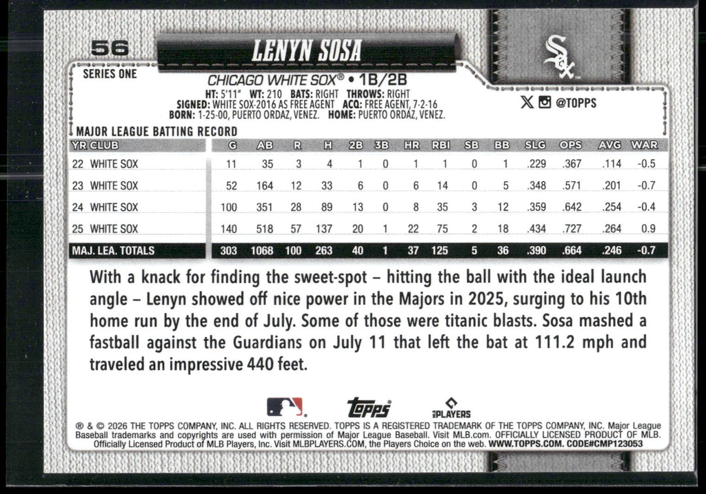 2026 Topps #56 Lenyn Sosa