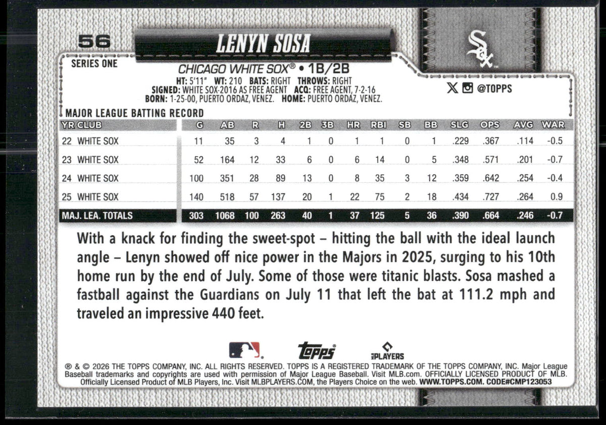 2026 Topps #56 Lenyn Sosa
