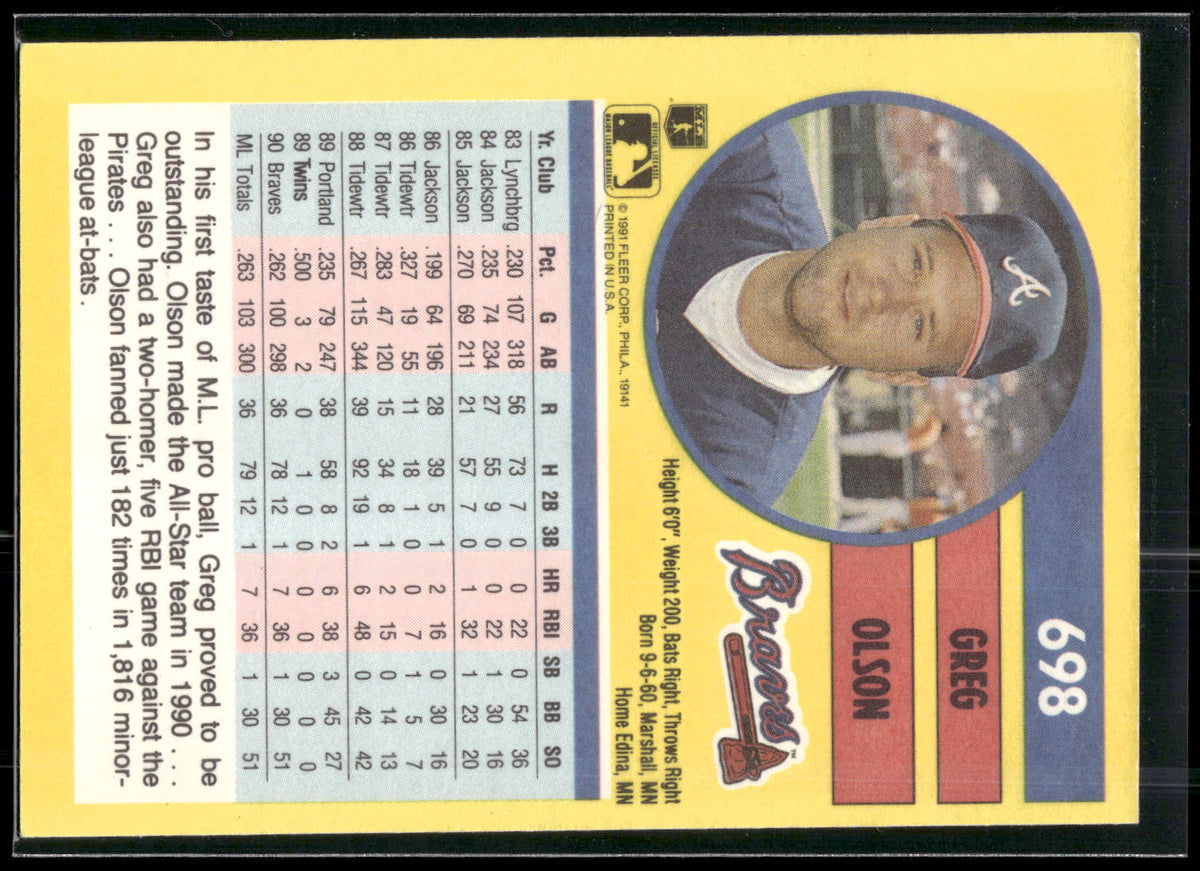 1991 Fleer #698b Greg Olson