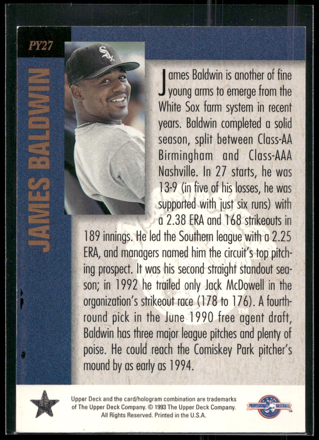 1994 Upper Deck Minor League #PY27 James Baldwin Player of the Year