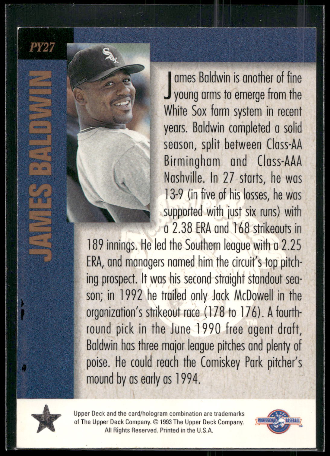 1994 Upper Deck Minor League #PY27 James Baldwin Player of the Year