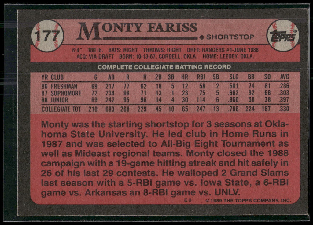 1989 Topps #177 Monty Fariss