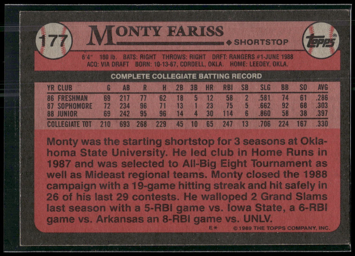 1989 Topps #177 Monty Fariss