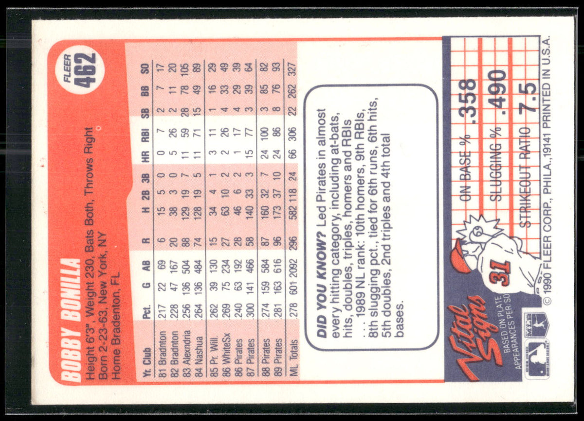 1990 Fleer #462 Bobby Bonilla