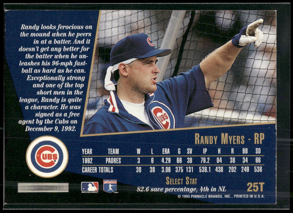 1993 Select Rookie & Traded #25T Randy Myers