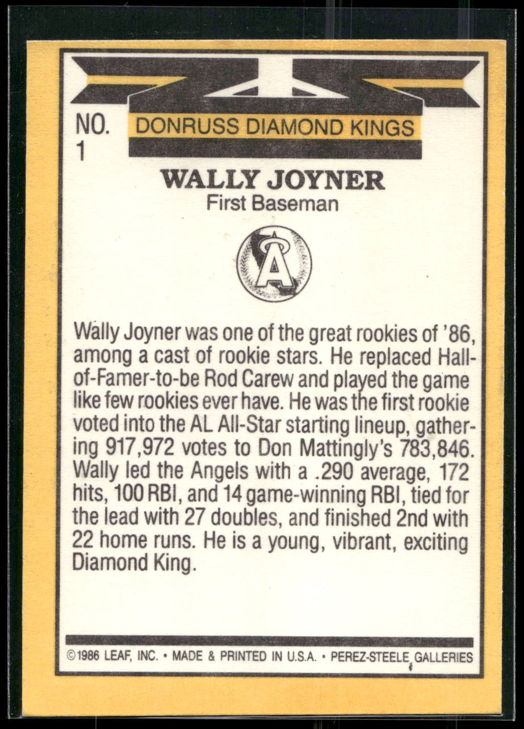1987 Leaf #1 Wally Joyner