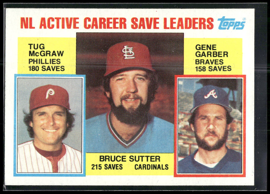 1984 Topps #709 (Bruce Sutter / Tug McGraw / Gene Garber)