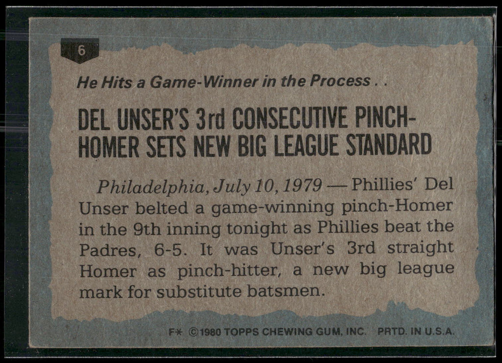 1980 Topps #6 Del Unser
