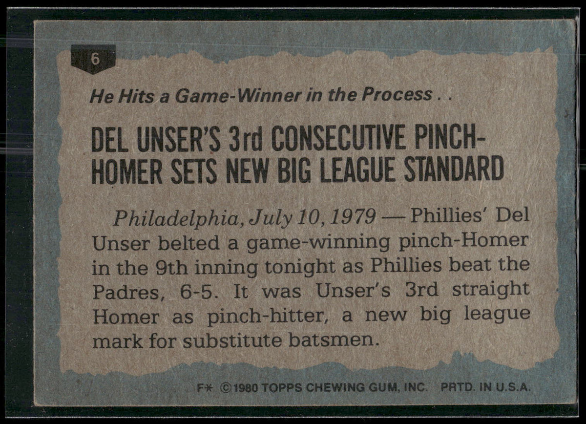 1980 Topps #6 Del Unser
