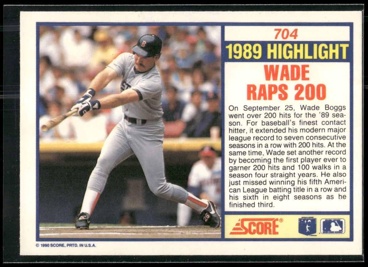 1990 Score #704 Wade Boggs