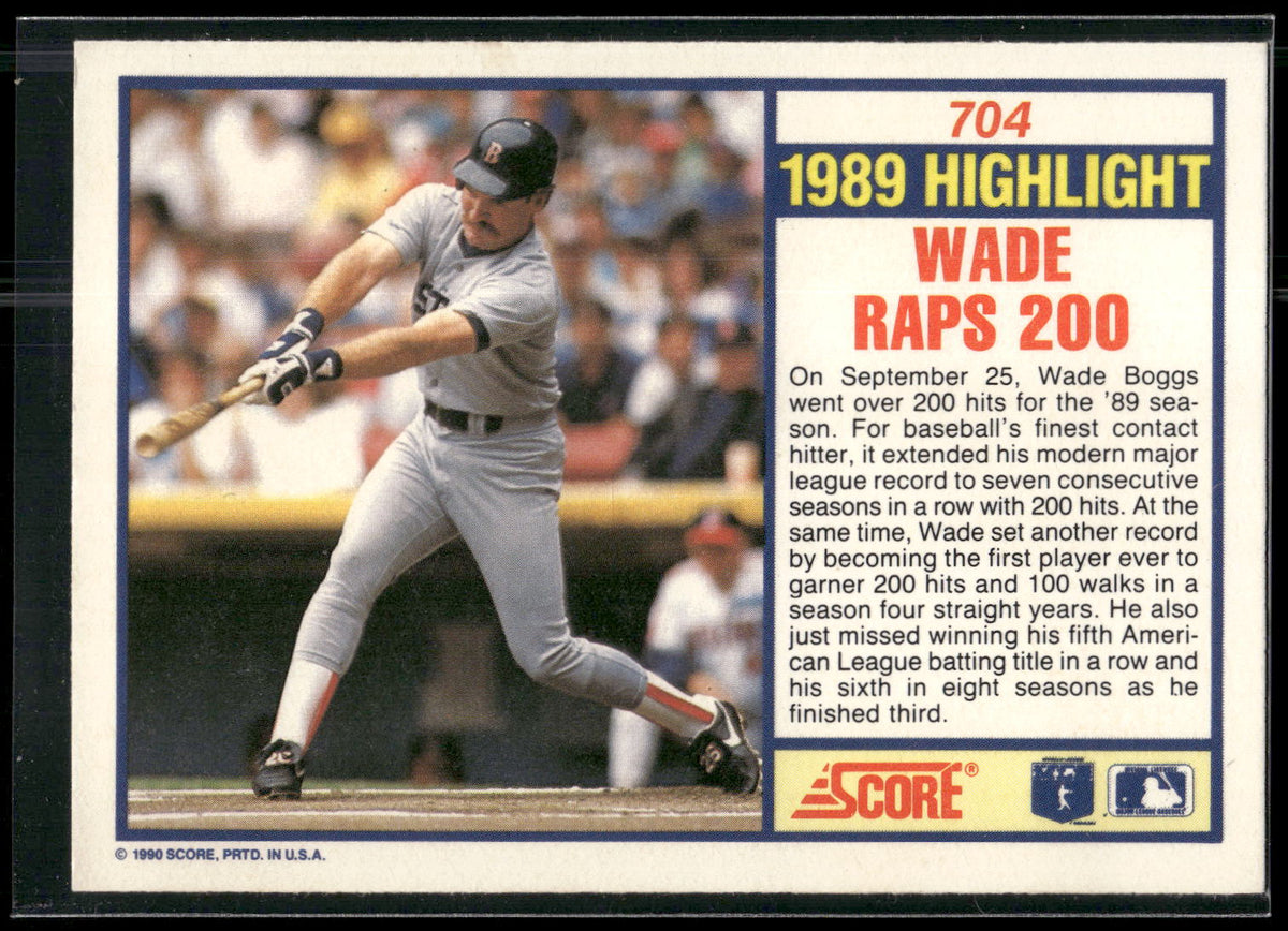 1990 Score #704 Wade Boggs