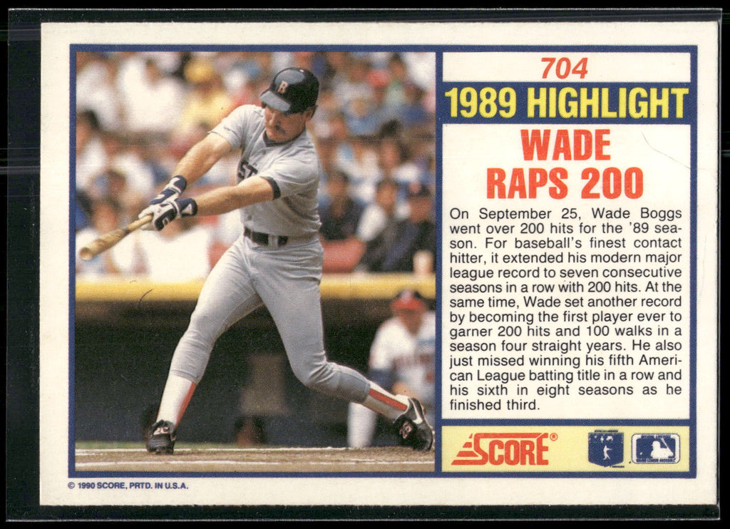 1990 Score #704 Wade Boggs