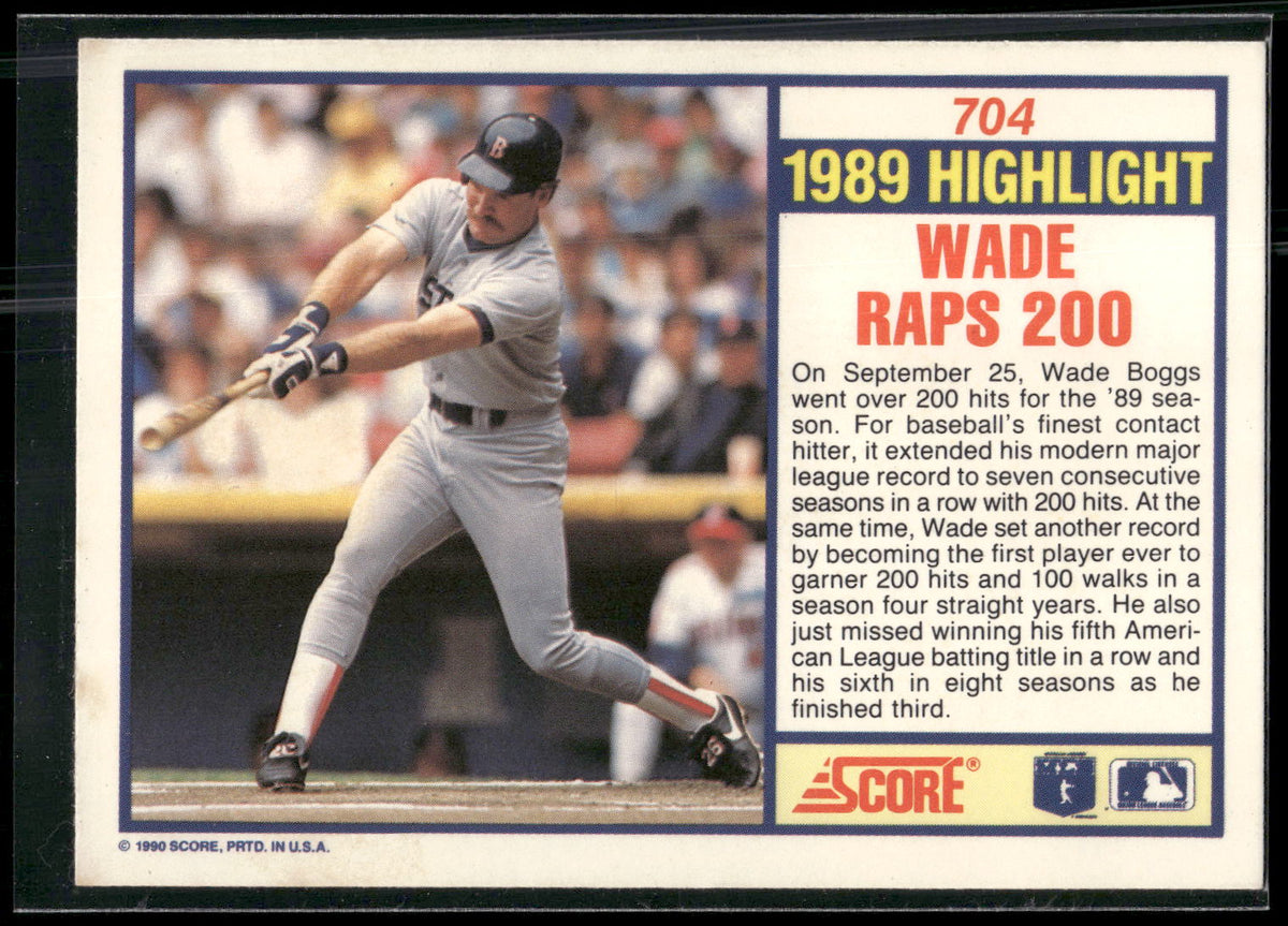 1990 Score #704 Wade Boggs