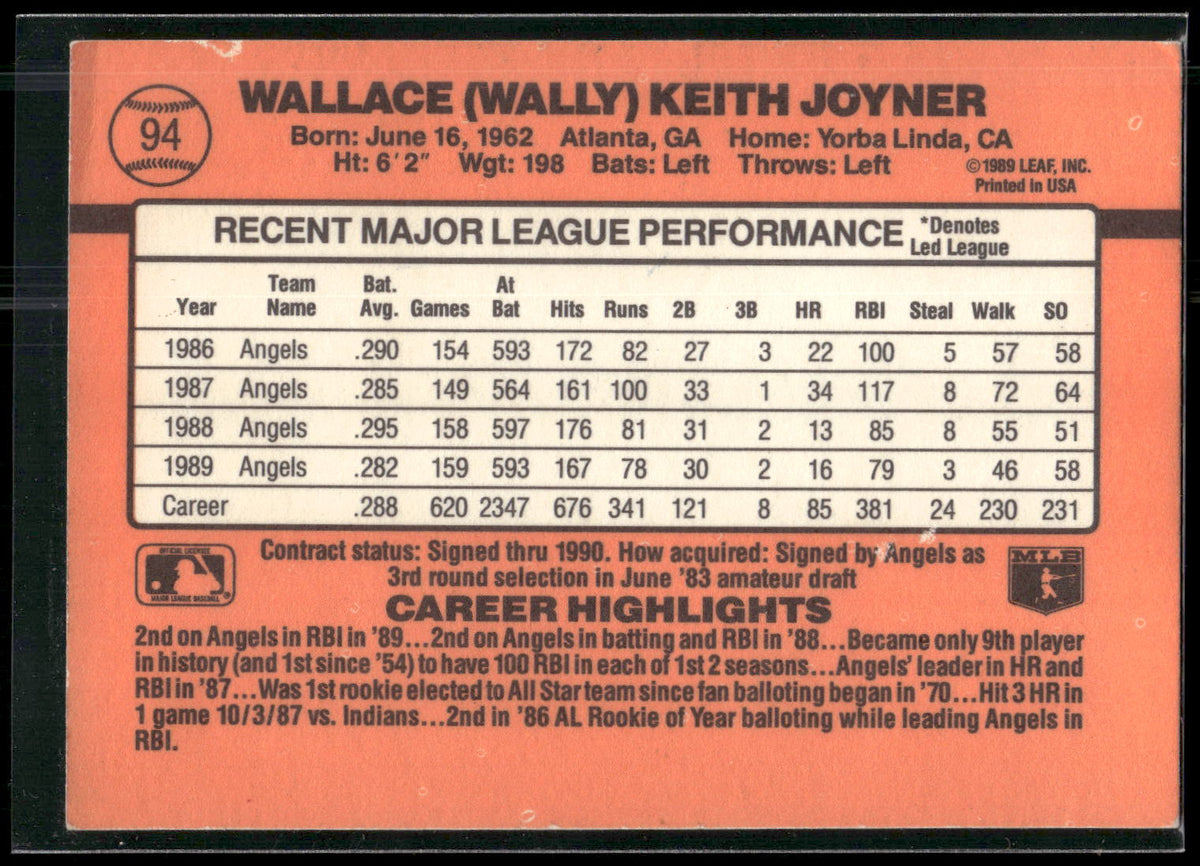 1990 Donruss #94 Wally Joyner