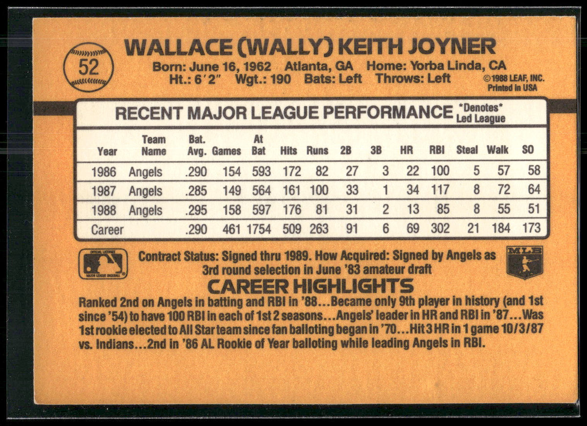 1989 Donruss #52 Wally Joyner
