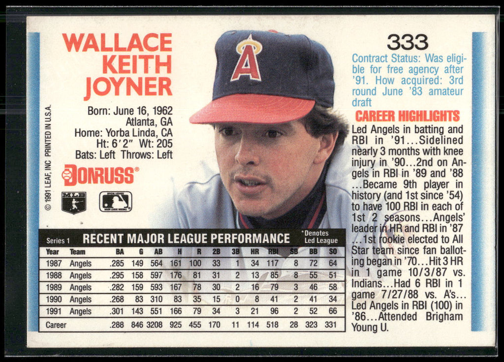 1992 Donruss #333 Wally Joyner