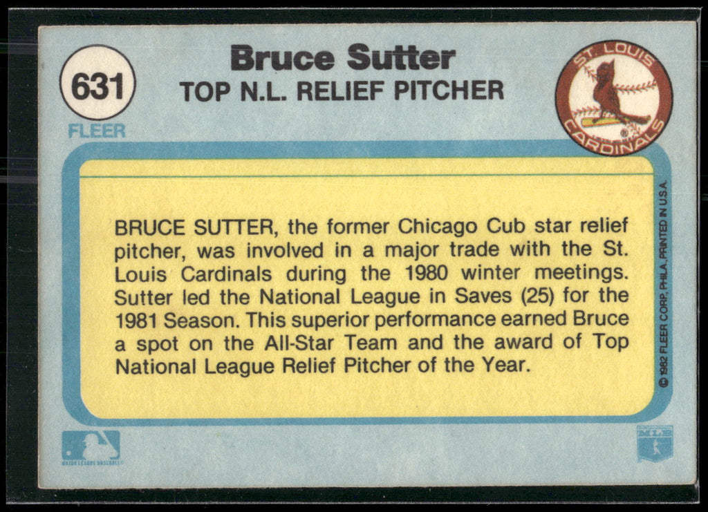1982 Fleer #631 Bruce Sutter