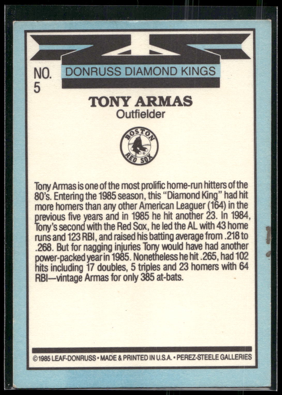 1986 Donruss #5 Tony Armas
