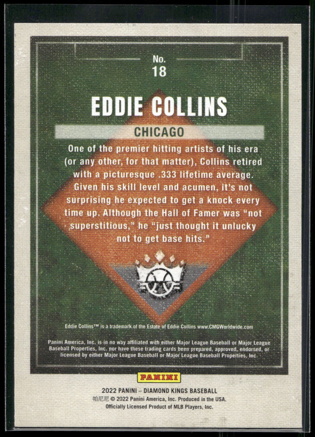 2022 Panini Diamond Kings #18 Eddie Collins