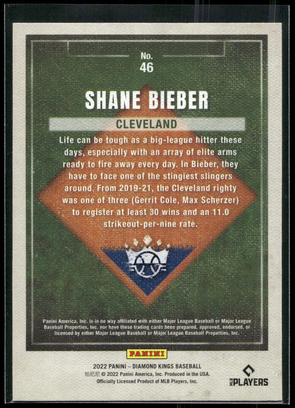 2022 Panini Diamond Kings #46 Shane Bieber