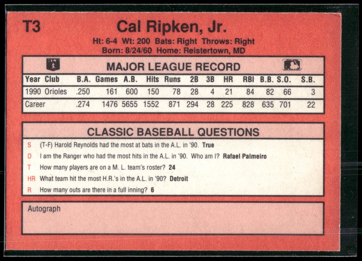 1991 Classic II #T3 Cal Ripken, Jr.