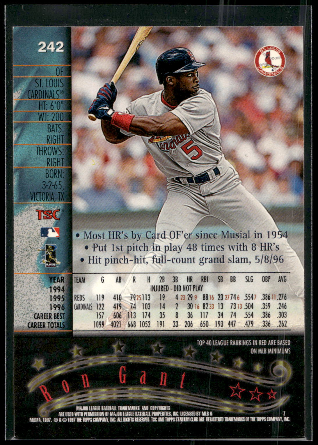 1997 Stadium Club #242 Ron Gant