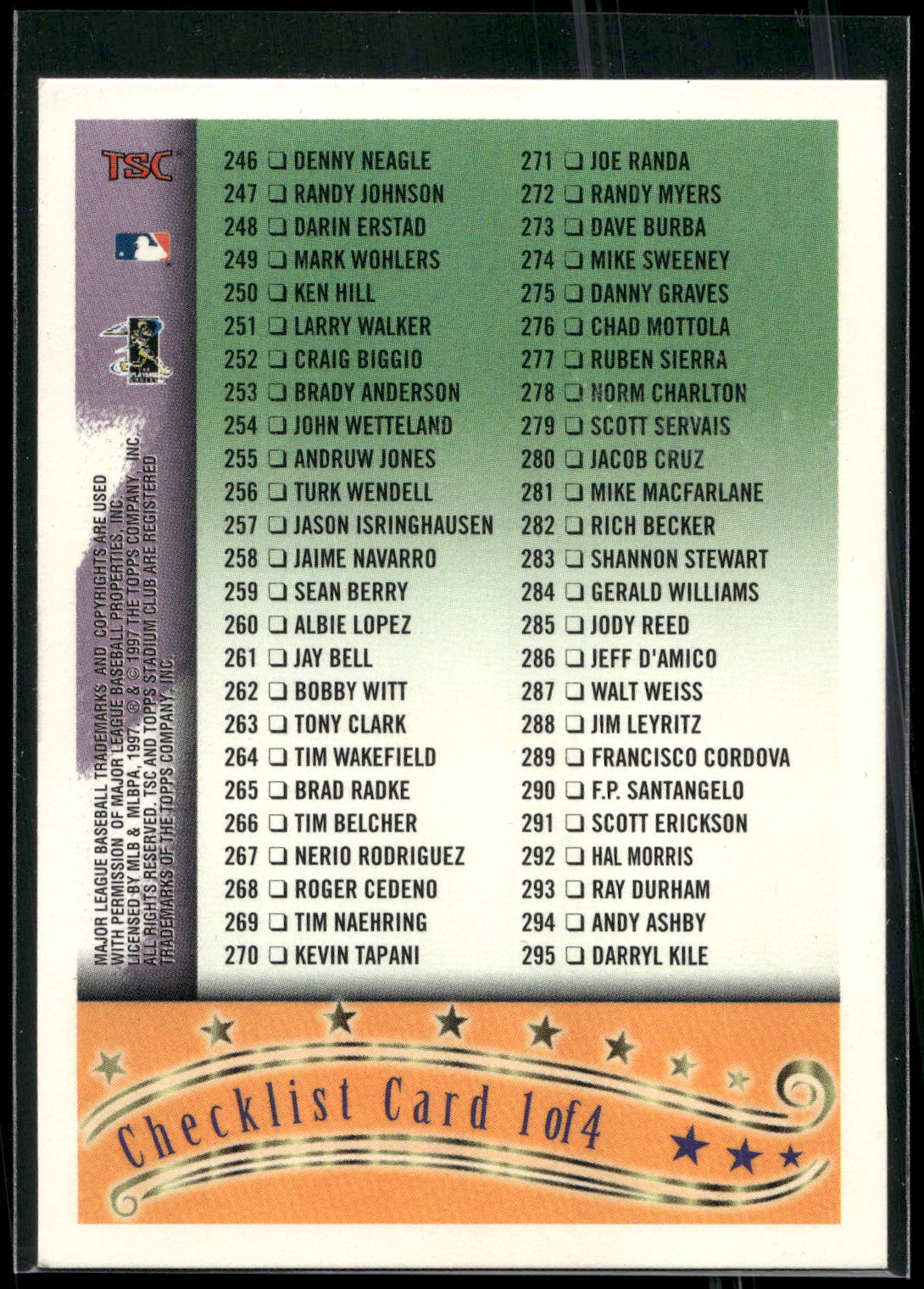 1997 Stadium Club #2 Series 1 Checklist 2 Checklists