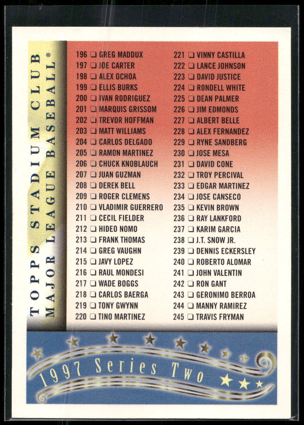 1997 Stadium Club #2 Series 1 Checklist 2 Checklists