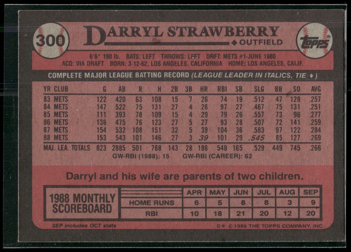 1989 Topps #300 Darryl Strawberry