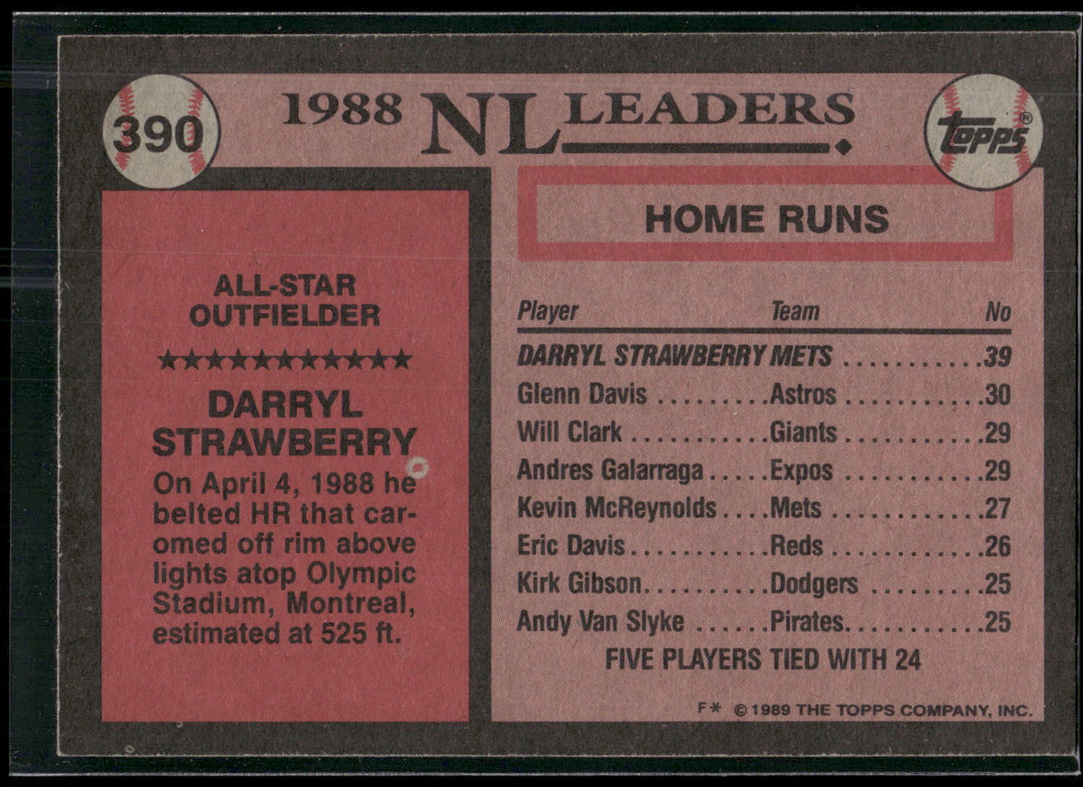 1989 Topps #390 Darryl Strawberry