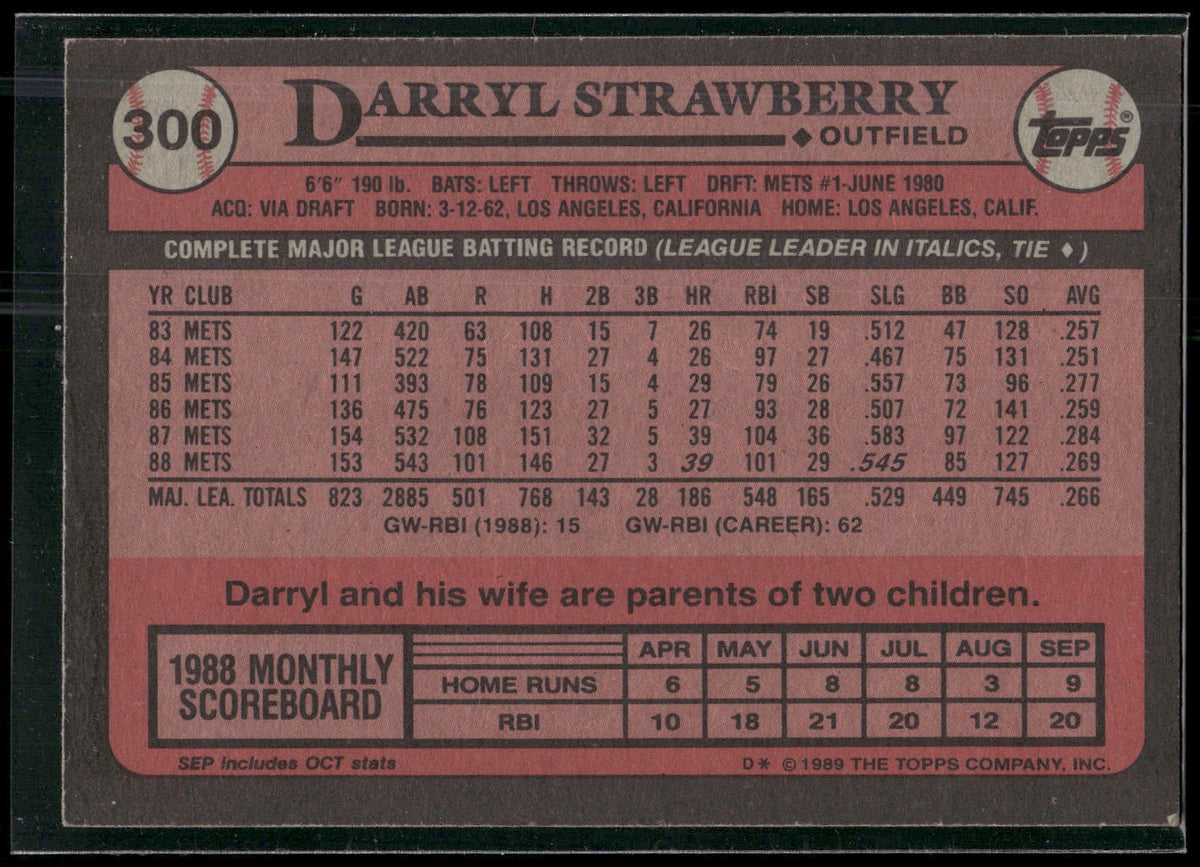 1989 Topps #300 Darryl Strawberry