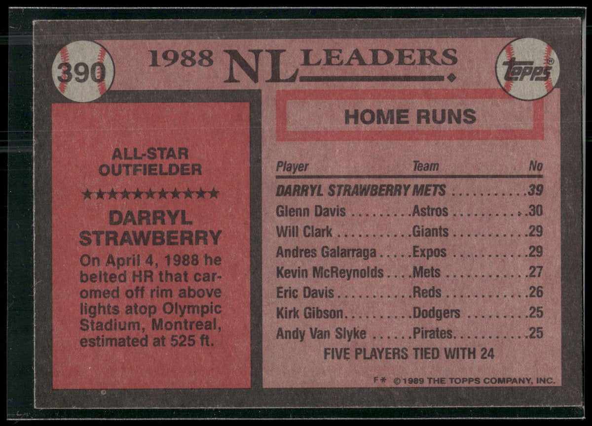 1989 Topps #390 Darryl Strawberry