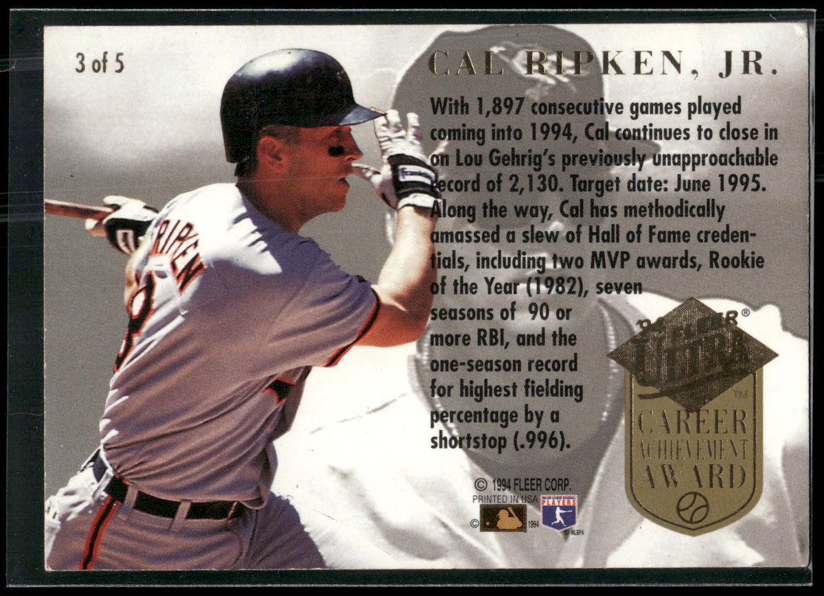 1994 Ultra #3 Cal Ripken, Jr. Career Achievement Awards