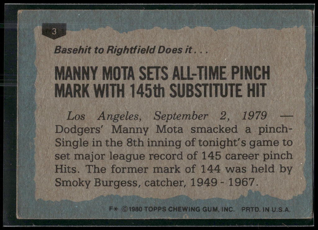 1980 Topps #3 Manny Mota