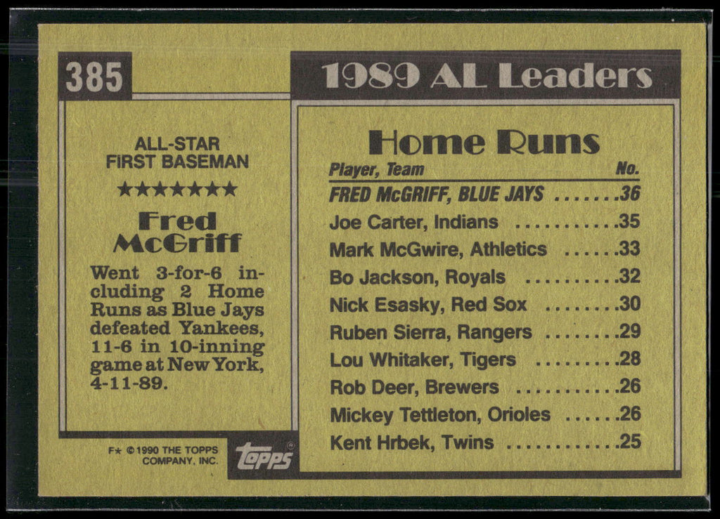 1990 Topps #385 Fred McGriff