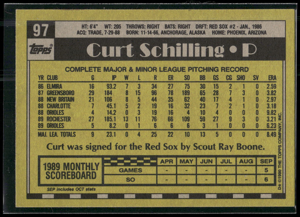 1990 Topps #97 Curt Schilling