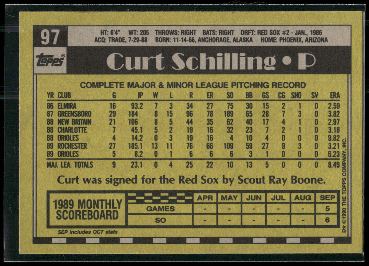 1990 Topps #97 Curt Schilling