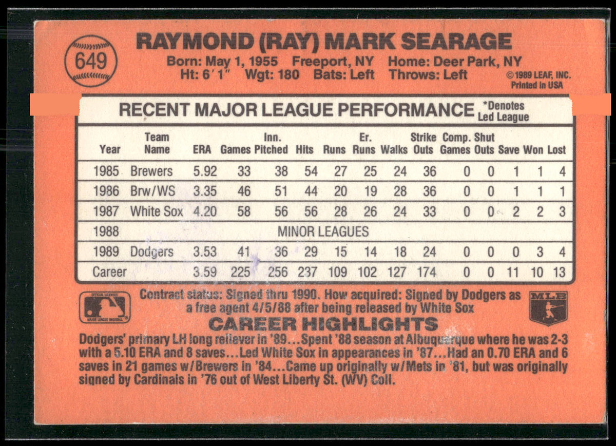 1990 Donruss #649 Ray Searage