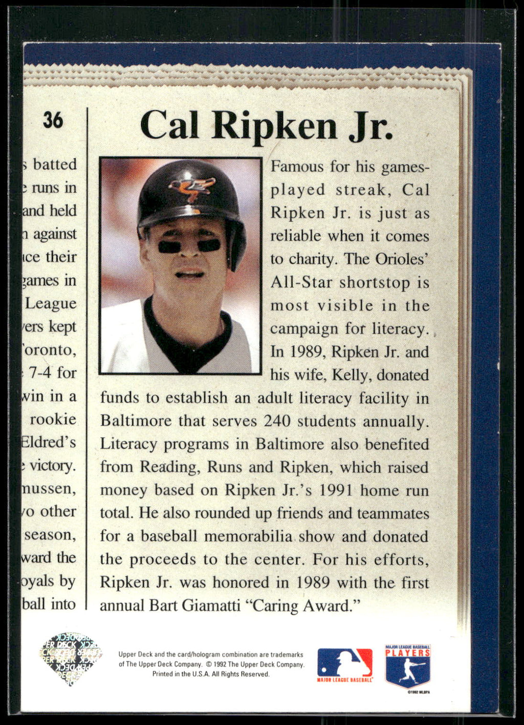 1993 Upper Deck #36 Cal Ripken Jr.