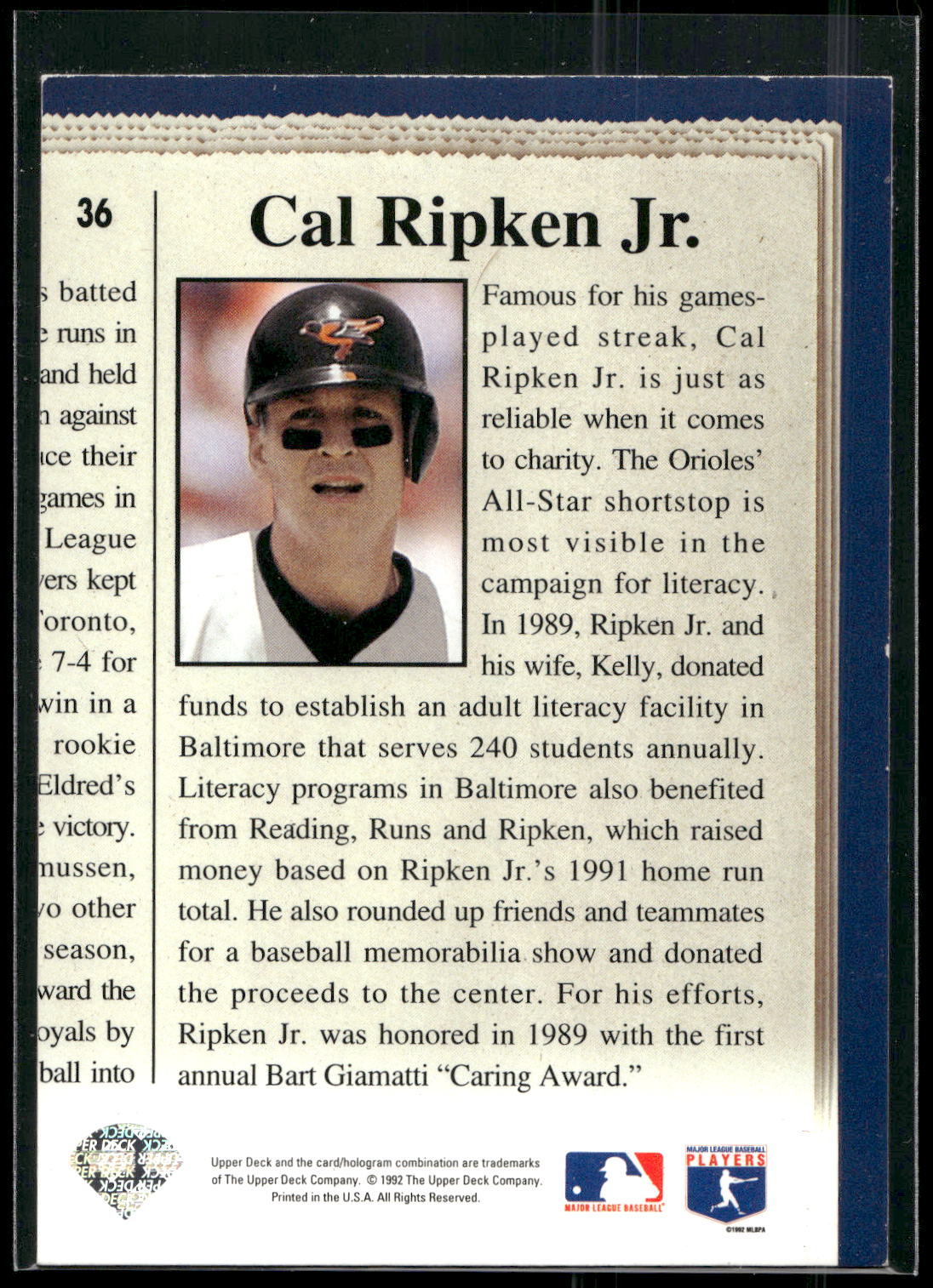 1993 Upper Deck #36 Cal Ripken Jr.