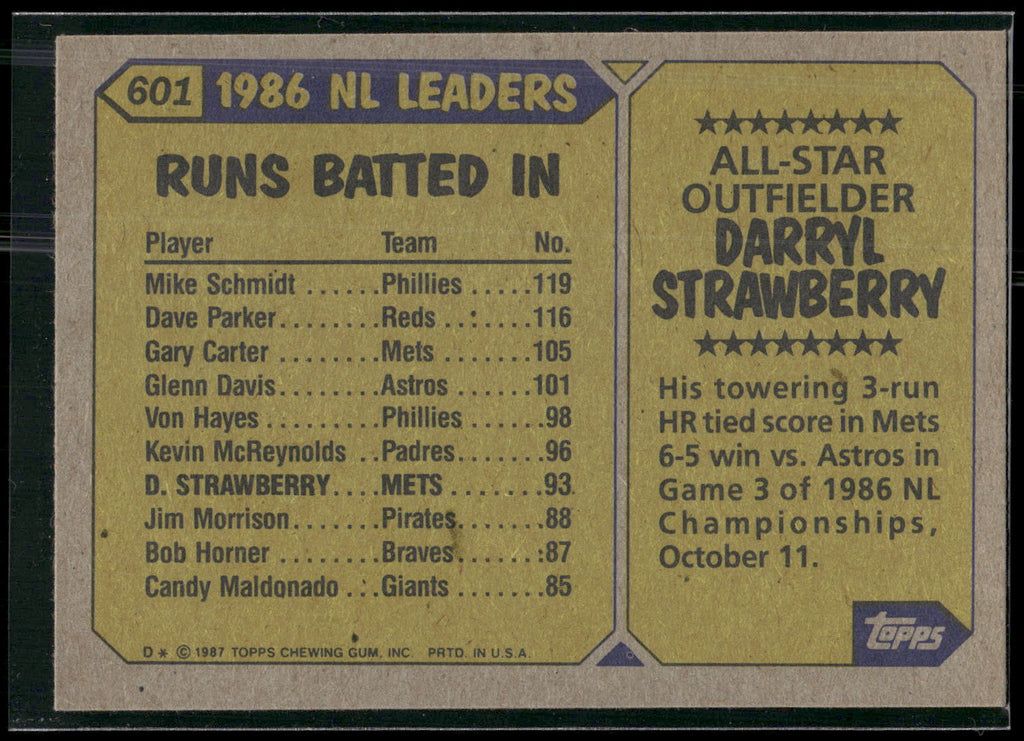 1987 Topps #601 Darryl Strawberry