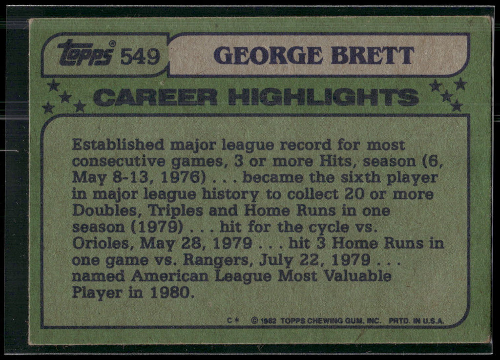 1982 Topps #549 George Brett