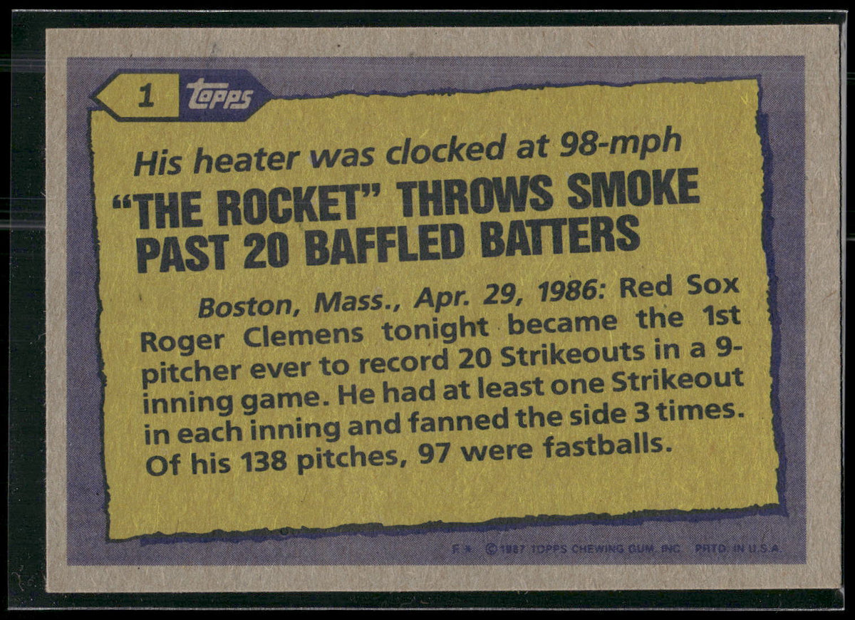 1987 Topps #1 Roger Clemens
