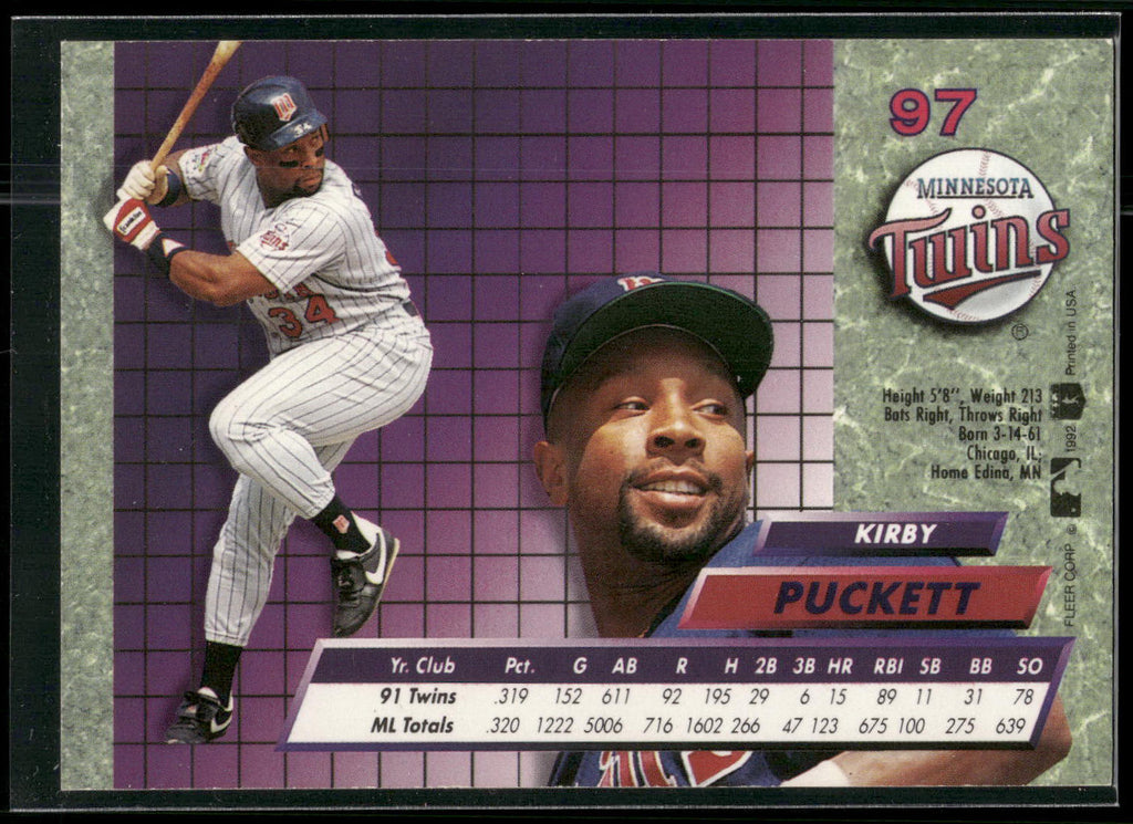 1992 Ultra #97 Kirby Puckett