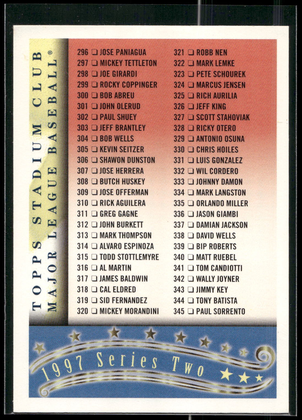 1997 Stadium Club #2 Series 2 Checklist 2 Checklists