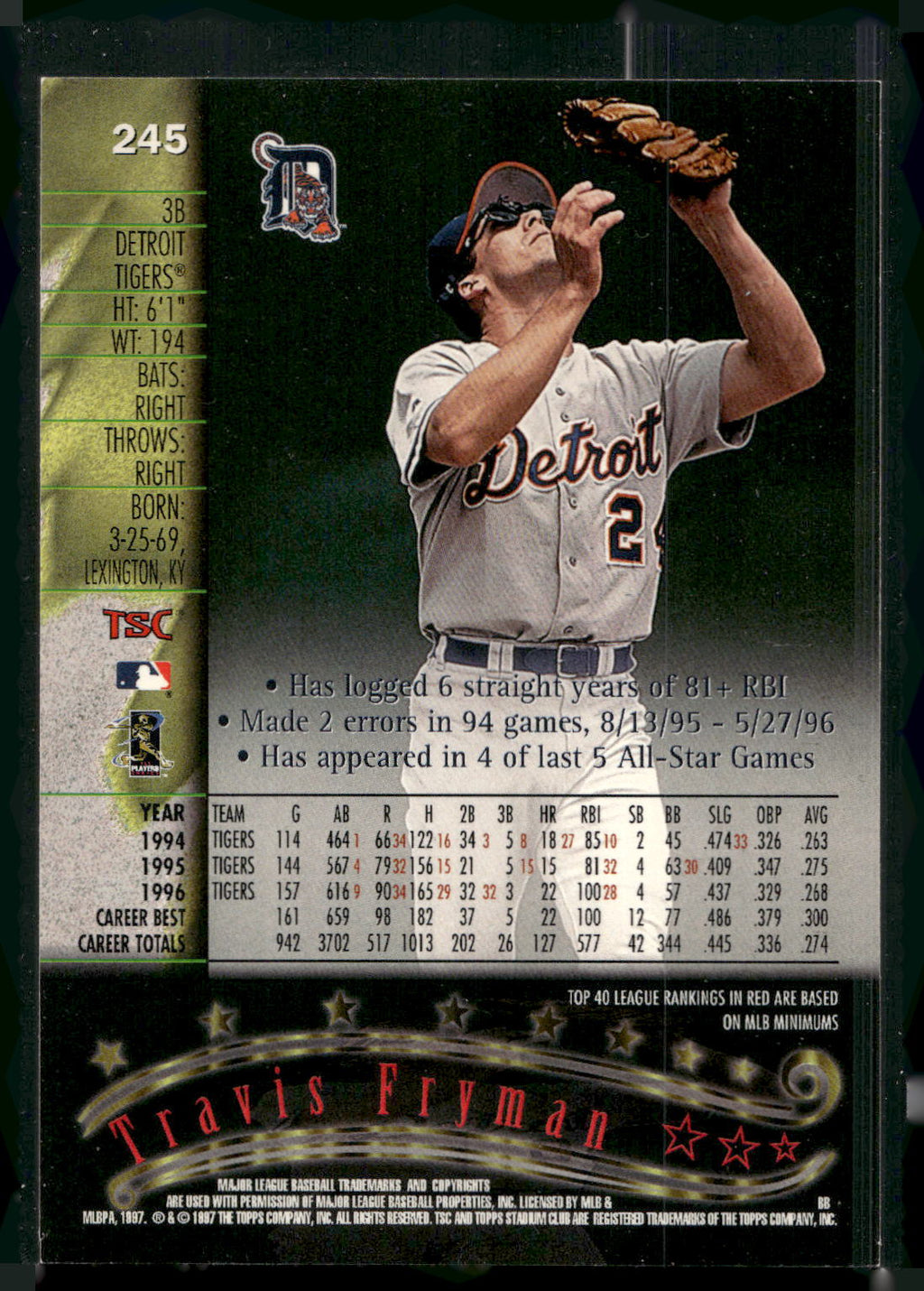 1997 Stadium Club #245 Travis Fryman