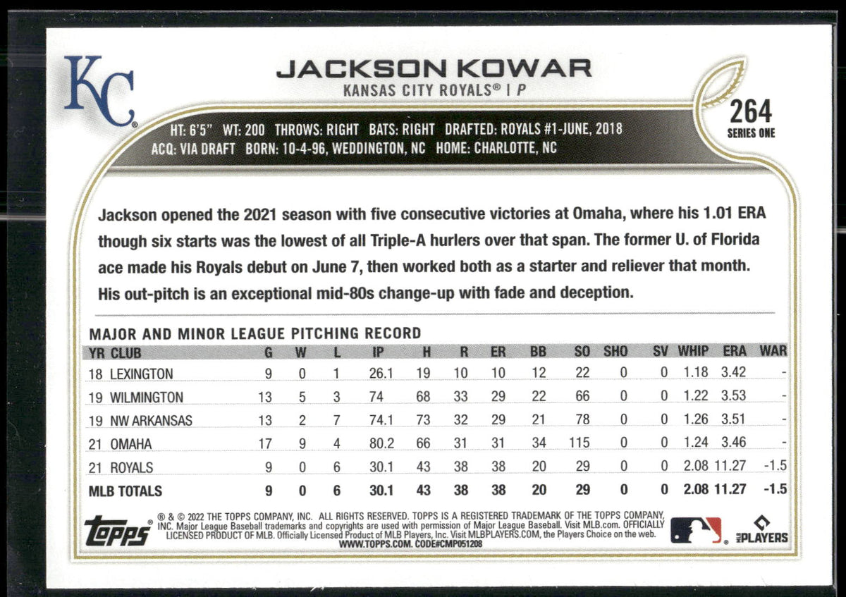 2022 Topps 1st Edition #264 Jackson Kowar