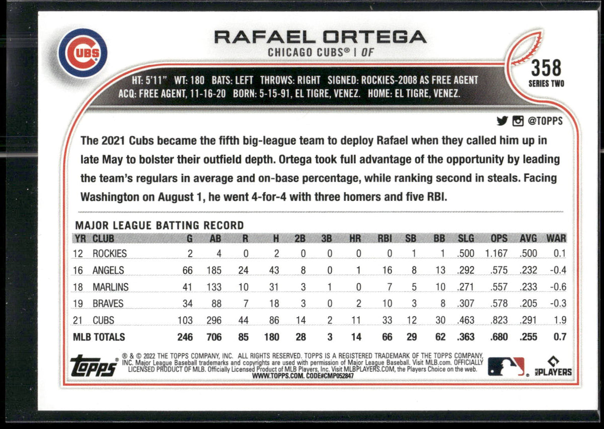 2022 Topps #358 Rafael Ortega