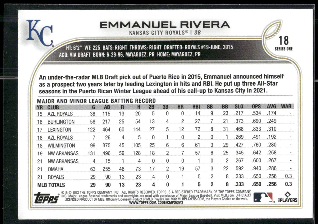 2022 Topps #18 Emmanuel Rivera